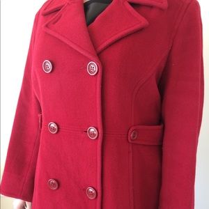 Red Women’s Wool/Cashmere Blend Pea Coat